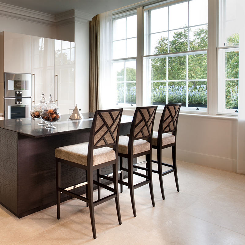 Kitchen in Connuaght Place with acoustic secondary glazing to mitigate traffic noise