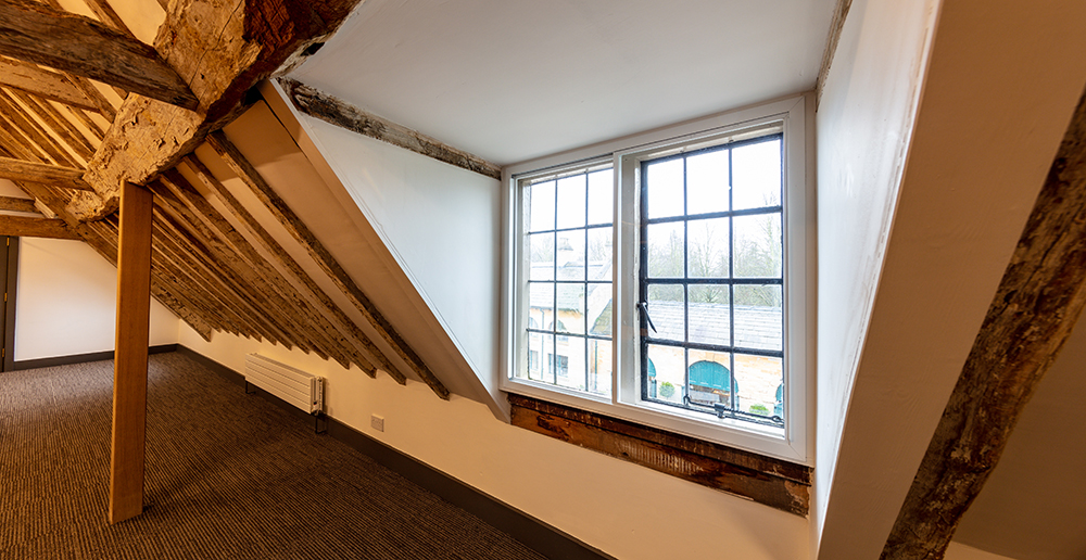 Belton Stables office with secondary glazing to the leaded light window